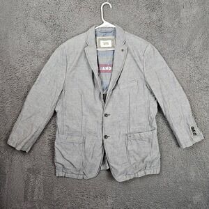 Camel Active Mens Gray Cotton Linen Blend 2 Button Casual Blazer Sport Coat 52